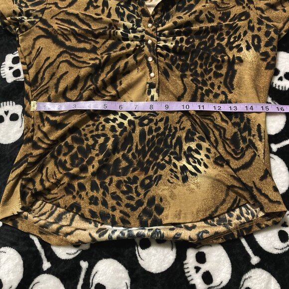 SASH Vintage leopard print short sleeve top ~ SMALL MEDIUM rockabilly goth shirt - Picture 10 of 14